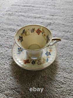 Kaestner Saxonia Bone China Tea Cup Saucer Cream Base Gold Trim Flowers