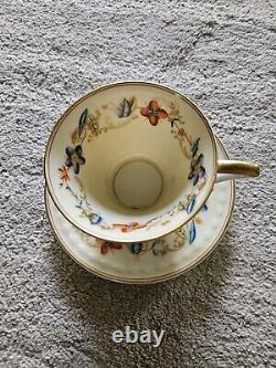 Kaestner Saxonia Bone China Tea Cup Saucer Cream Base Gold Trim Flowers