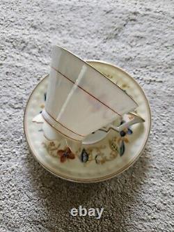 Kaestner Saxonia Bone China Tea Cup Saucer Cream Base Gold Trim Flowers