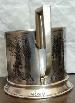 Kubachi Vintage Soviet USSR Sterling Silver 875 Glass Tea Cup Holder 139.5 gr