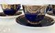 Lfz 60th Aniv Ussr Porcelain Dark Cobalt Blue & Gold 22k Tea 7 Cup & Saucer Set