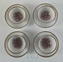 LOT (4) Antique Portuguese Vista Alegre Porcelain Tea Cup/Bowl & Saucer Floral