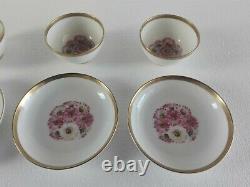 LOT (4) Antique Portuguese Vista Alegre Porcelain Tea Cup/Bowl & Saucer Floral
