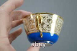 Late 19th Century Sevres Style Courting Couple Blue & Gold Tea Cup & Saucer G