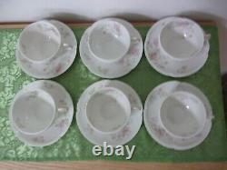 Limoges CH. Field Haviland Tea cups and saucers, Set of 6 Pink Rose