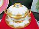Limoges France Tea Cup And Saucer Painted Bullion Teacup Raised Gold Jeweled Set