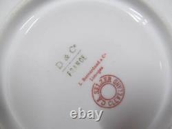 Limoges France tea cup and saucer painted pink rose signed cream soup teacup 20s