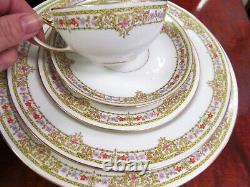 Limoges France tea cup & saucer 27 pieces dinnerware teacup floral rose pattern