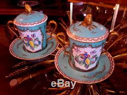 Limoges Two Trembleuses Cup and Saucer in the Sevres Style -Mint