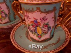 Limoges Two Trembleuses Cup and Saucer in the Sevres Style -Mint