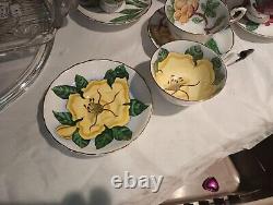 Lot Of 5 Tuscan Hawaiian Flowers Bone China Teacup Sand Saucers