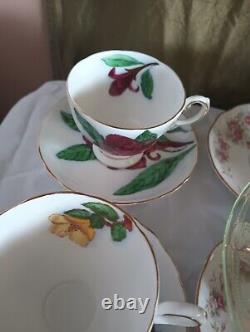 Lot Of 5 Tuscan Hawaiian Flowers Bone China Teacup Sand Saucers