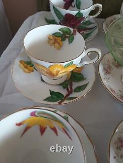 Lot Of 5 Tuscan Hawaiian Flowers Bone China Teacup Sand Saucers