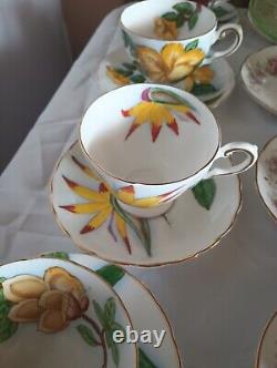 Lot Of 5 Tuscan Hawaiian Flowers Bone China Teacup Sand Saucers