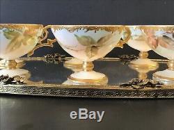 Lot Of 6 Pedistal Tea Cups Limoges Tressemanes Vogt Or Minton Unmarked Antique