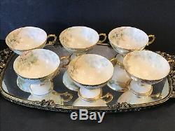 Lot Of 6 Pedistal Tea Cups Limoges Tressemanes Vogt Or Minton Unmarked Antique