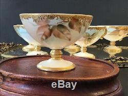 Lot Of 6 Pedistal Tea Cups Limoges Tressemanes Vogt Or Minton Unmarked Antique