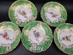 Lot of 5 Antique coalport adelaide coffee cup and saucer Hand painted 1840