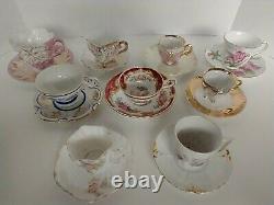 Lot of 9 Antique DEMITASSE Cup & Saucer Collection Mixed Fine Bone China