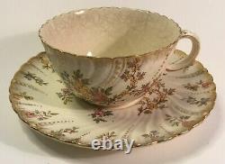 Louis XV Pearled Porcelaine Teacup Petite DejuenerSet Sarreguemines c. 1850s