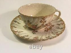 Louis XV Pearled Porcelaine Teacup Petite DejuenerSet Sarreguemines c. 1850s