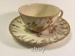 Louis XV Pearled Porcelaine Teacup Petite DejuenerSet Sarreguemines c. 1850s