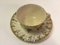 Louis XV Pearled Porcelaine Teacup Petite DejuenerSet Sarreguemines c. 1850s