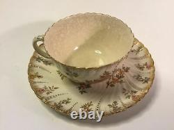 Louis XV Pearled Porcelaine Teacup Petite DejuenerSet Sarreguemines c. 1850s