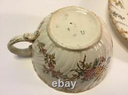 Louis XV Pearled Porcelaine Teacup Petite DejuenerSet Sarreguemines c. 1850s