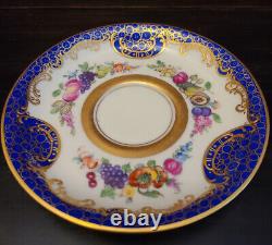 Lovely WK Wilhelm Koch Dresden Germany Blue Gold Fruit & Flower Tea Cup & Saucer