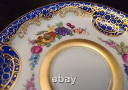 Lovely WK Wilhelm Koch Dresden Germany Blue Gold Fruit & Flower Tea Cup & Saucer