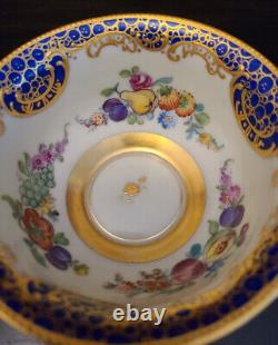 Lovely WK Wilhelm Koch Dresden Germany Blue Gold Fruit & Flower Tea Cup & Saucer