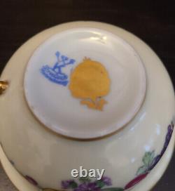 Lovely WK Wilhelm Koch Dresden Germany Blue Gold Fruit & Flower Tea Cup & Saucer