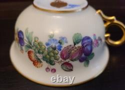 Lovely WK Wilhelm Koch Dresden Germany Blue Gold Fruit & Flower Tea Cup & Saucer