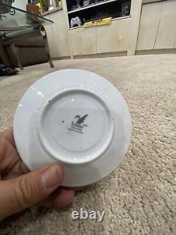 Lynns Fine China Flower Print Cup and Saucer Set (Set of 12) Silver / White