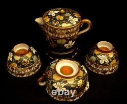 MARKED Kutani Kaga JAPANESE MEIJI PERIOD KUTANI TEA SET POT & CUPS & WATER CUP