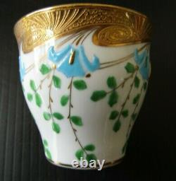 MINTONS Antique 1800's England Hand Painted Gold Demitasse Teacup & Saucer Set