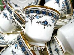 MINTONS tea cup and saucer set of 8 teacups Grasmere pattern painted blue teacup