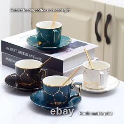 Marble Ceramic Coffee Cup Saucer Spoon Set Nordic Tea Cup Set Teacup Cafe Cup