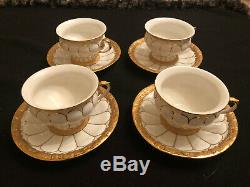 Meissen Golden Baroque 4 tea cups and saucers set