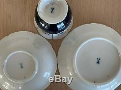 Meissen Hand Painted Cobalt Blue Gold TeaSet for 6pers Cups, Saucers and Plates