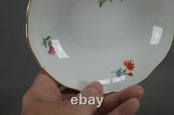 Meissen Hand Painted Flowers & Gold Entwined Handle Tea Cup & Saucer C