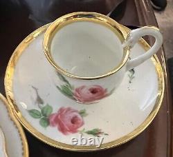 Meissen Pink Rose Demitasse Cup & Saucer with Swan Handle