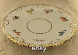 Meissen Set of 3-Tea Cup/Saucer/Dessert Plate Set Scattered Flowers X Backstamp