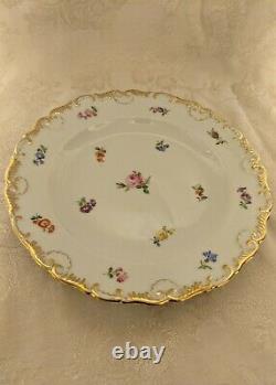 Meissen Set of 3-Tea Cup/Saucer/Dessert Plate Set Scattered Flowers X Backstamp
