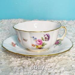 Meissen Vintage Tea Cup & Saucer Scatter Floral Design Porcelain