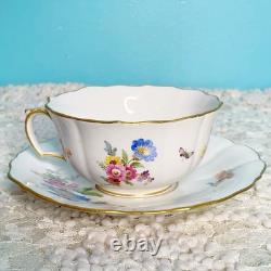 Meissen Vintage Tea Cup & Saucer Scatter Floral Design Porcelain