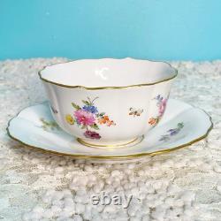 Meissen Vintage Tea Cup & Saucer Scatter Floral Design Porcelain