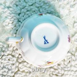 Meissen Vintage Tea Cup & Saucer Scatter Floral Design Porcelain