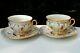 Meissen Handpainted X Form 2x Large Tea Cups With 2x Saucers